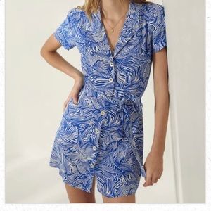 Wilfred shirt mini dress s blue white